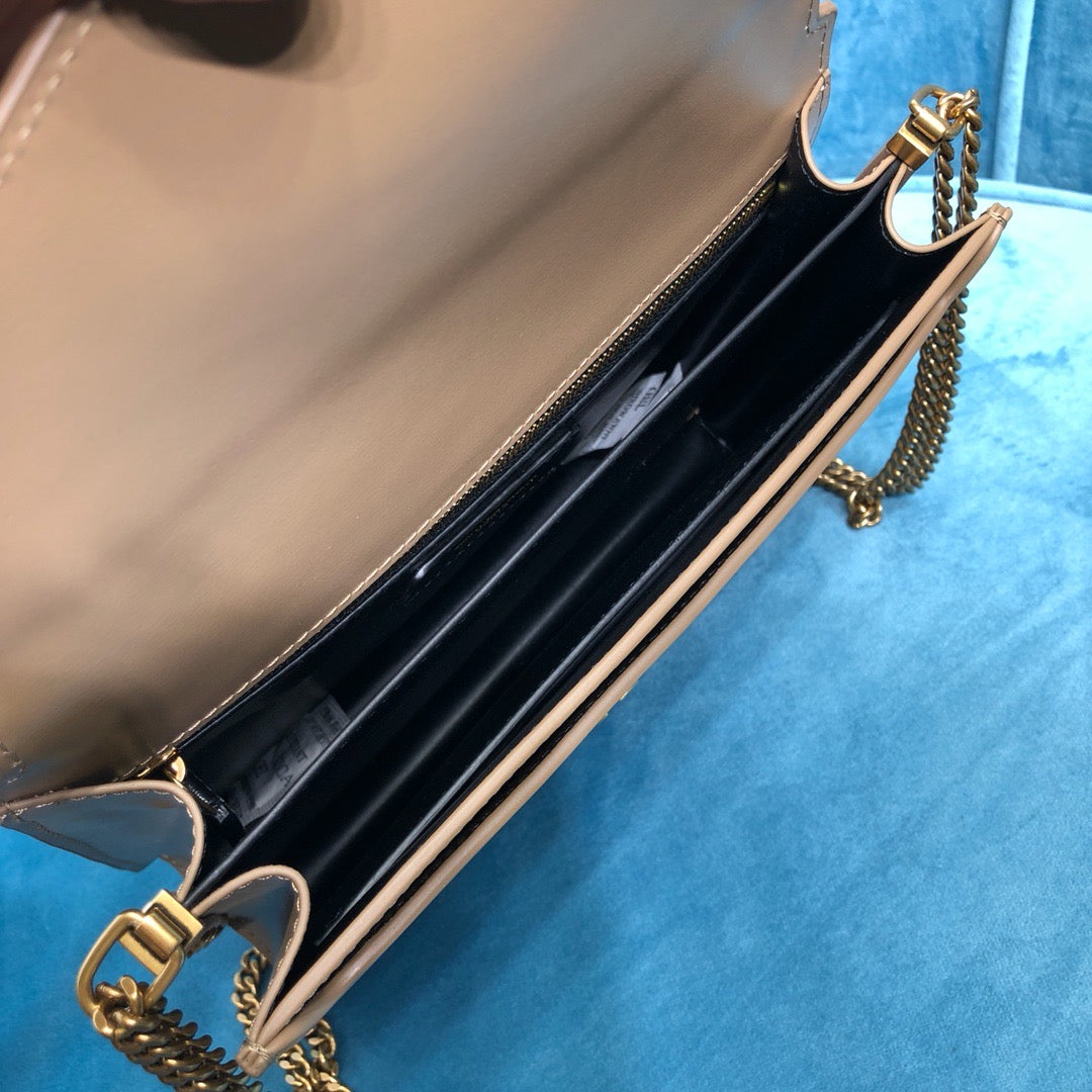 Yves Saint Laurent Cassandra Medium Chain Bag Dark Beige.7in/