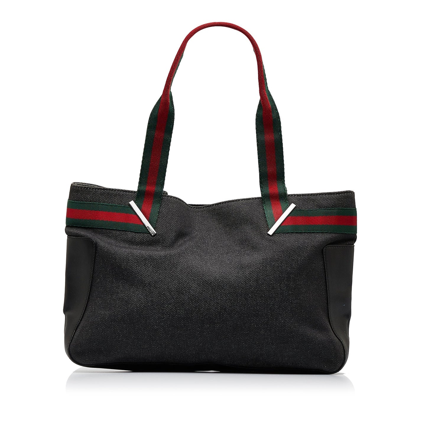 Gucci Web Black Leather Canvas Tote Style 2