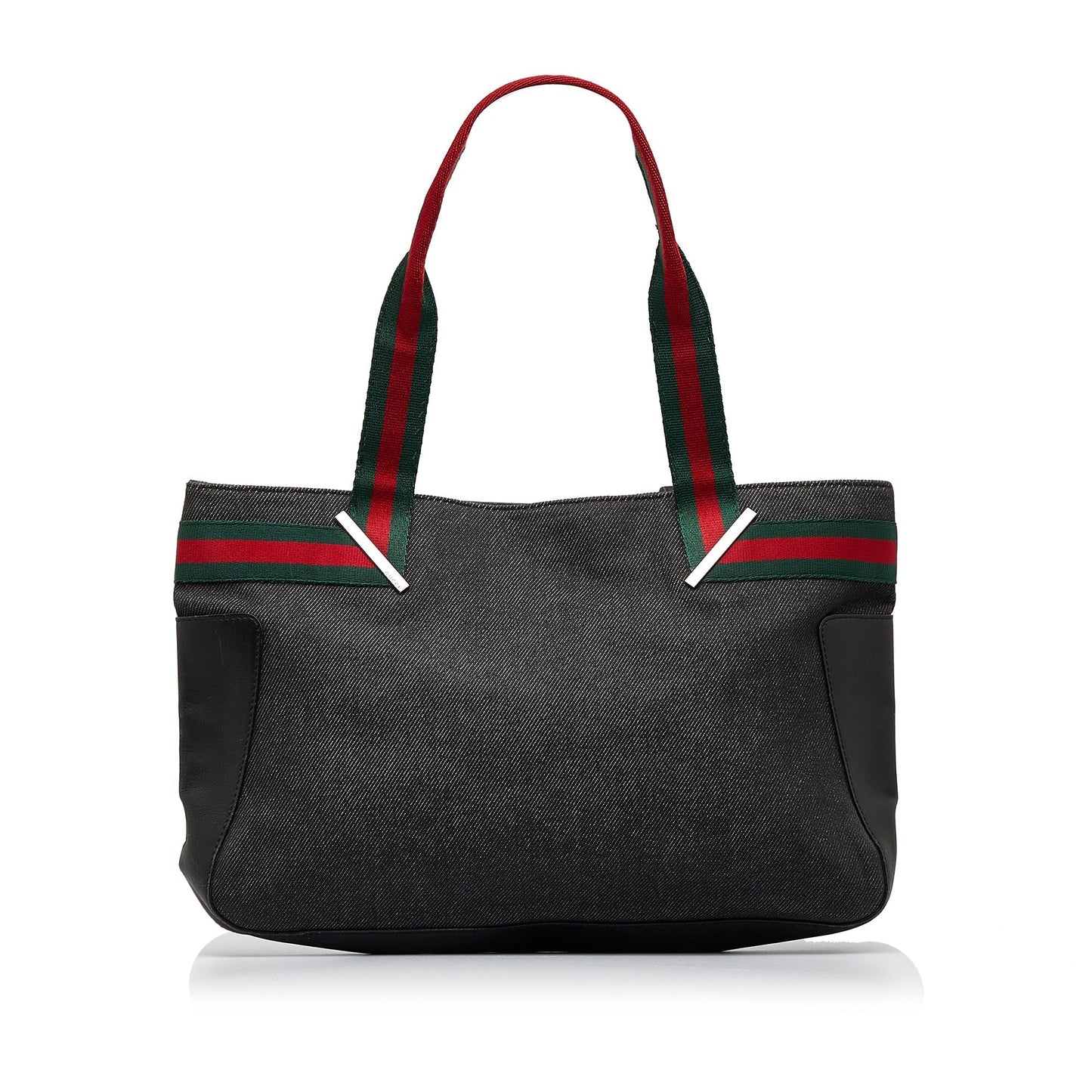 Gucci Web Black Leather Canvas Tote Style 2