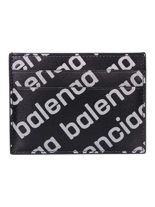 Luxury Balenciaga Trending 2026 All Over Logo Card Wallet Black