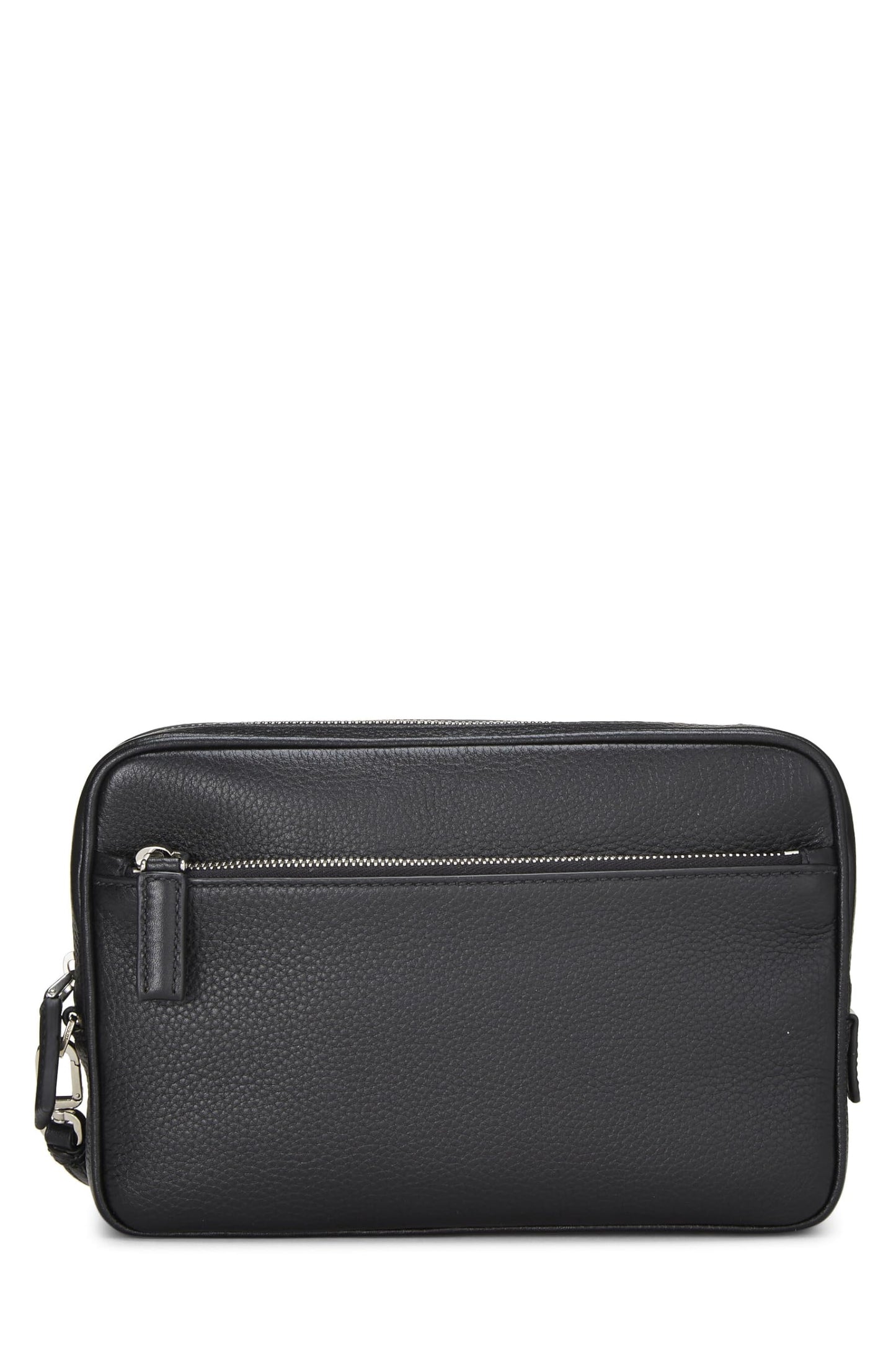 Prada, Black Vitello Daino Leather Clutch, Black