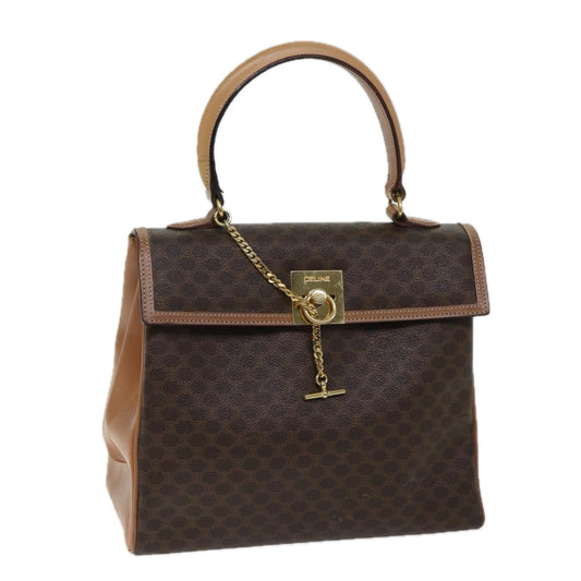 Luxury CELINE Macadam Canvas Hand Bag PVC Brown 71007