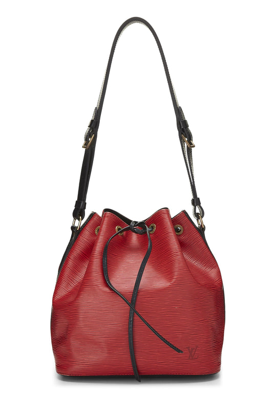 Louis Vuitton, Red & Black Epi Noé Petite, Multi
