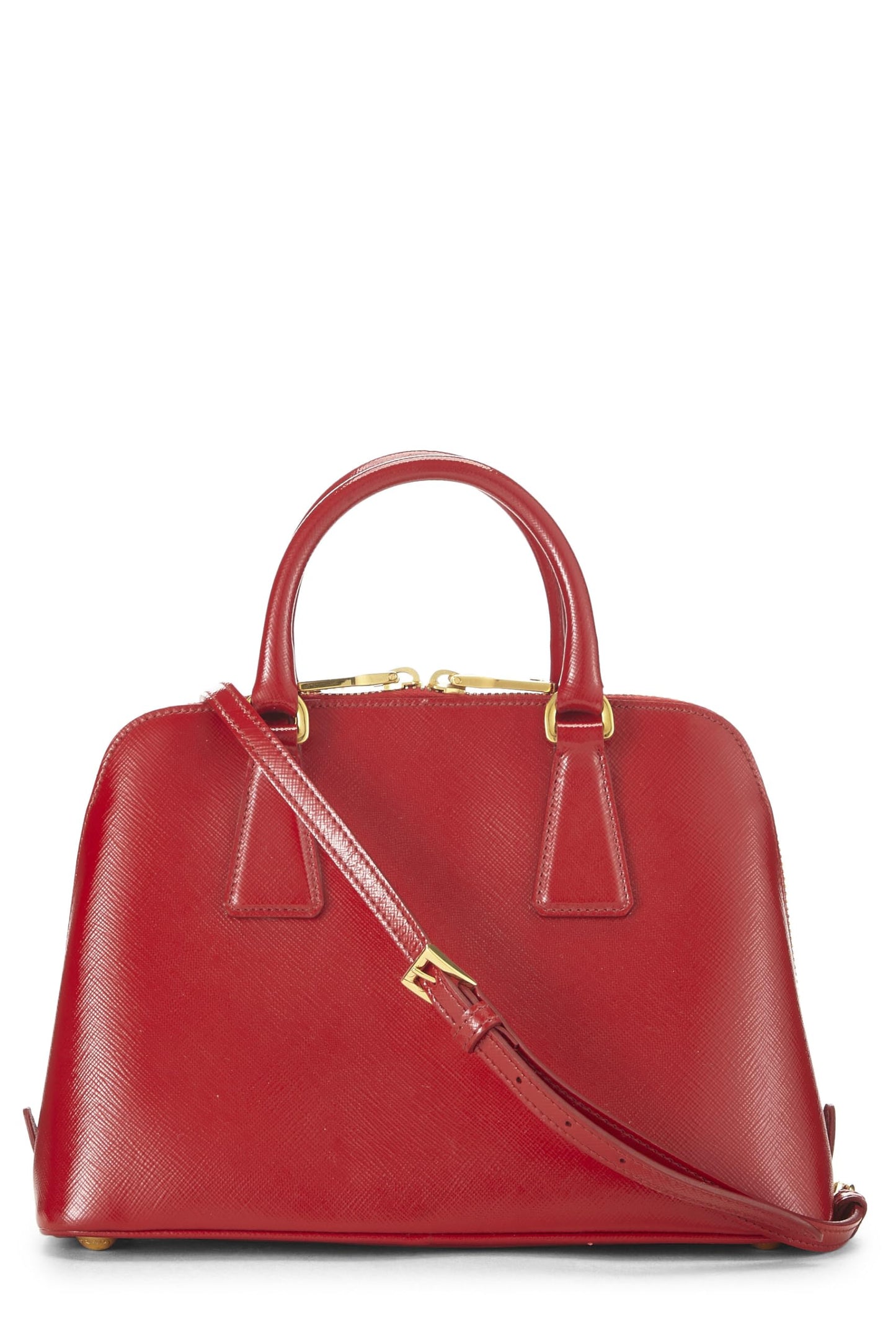 Prada, Red Saffiano Vernice Promenade Small, Red Luxury Handbag