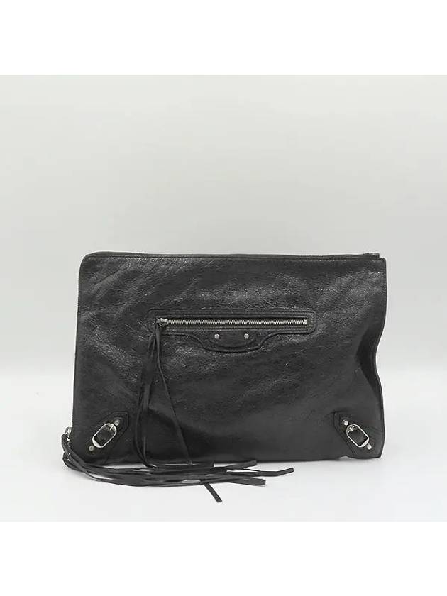 Luxury Balenciaga Trending 2026 362967 Black leather classic gold zip up decoration clutch bag