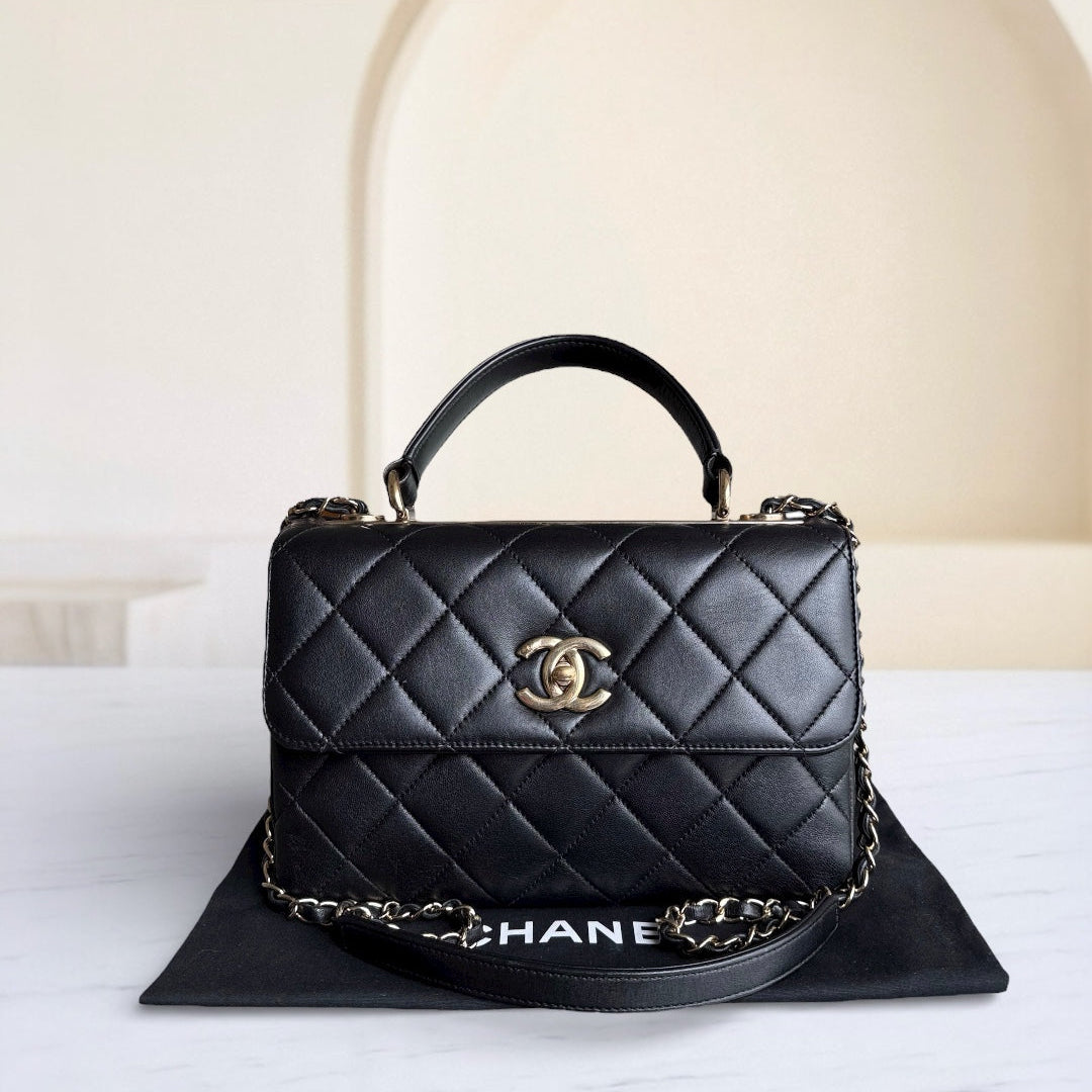 Chanel Trendy CC Small - Quilted Lambskin Black Gold Hardware