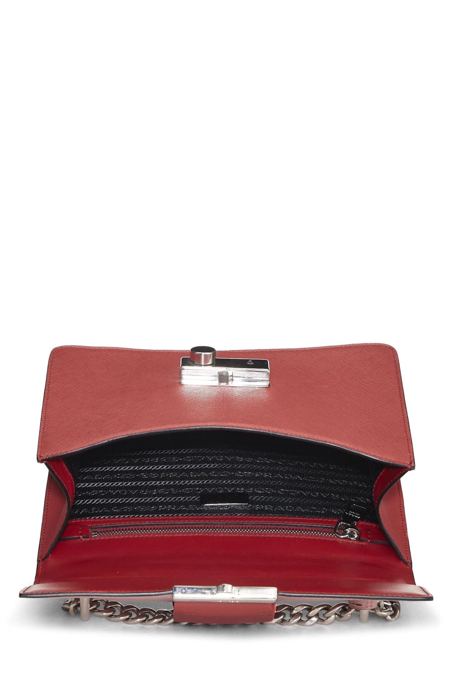 Prada, Pink & Red Saffiano Leather Chain Shoulder Bag, Multi