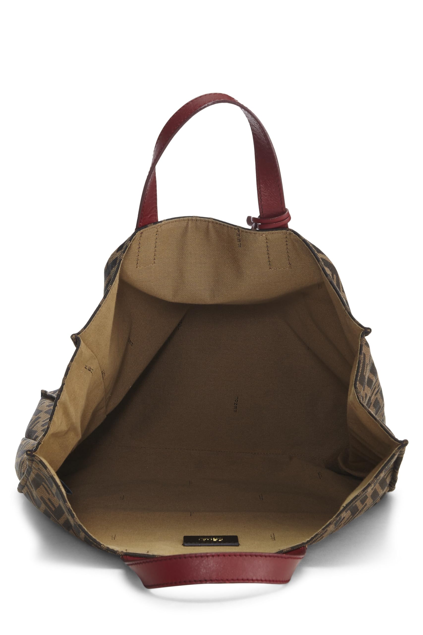 Fendi, Brown Zucca Canvas Vertical Tote Medium, Red