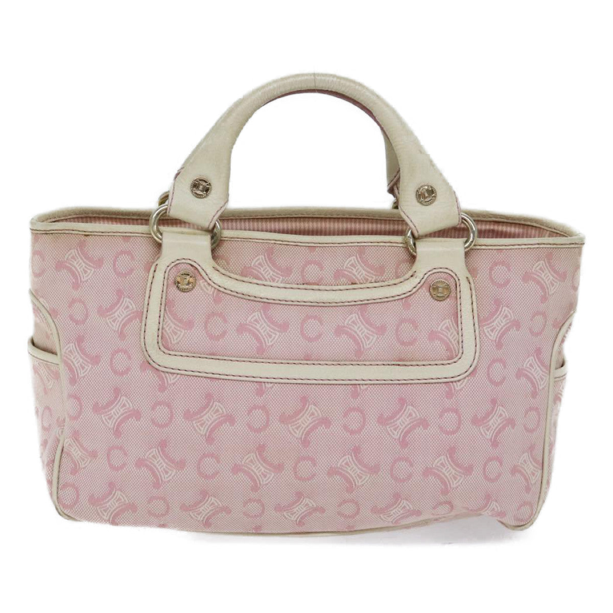 Luxury CELINE C Macadam Canvas Hand Bag Pink 71536