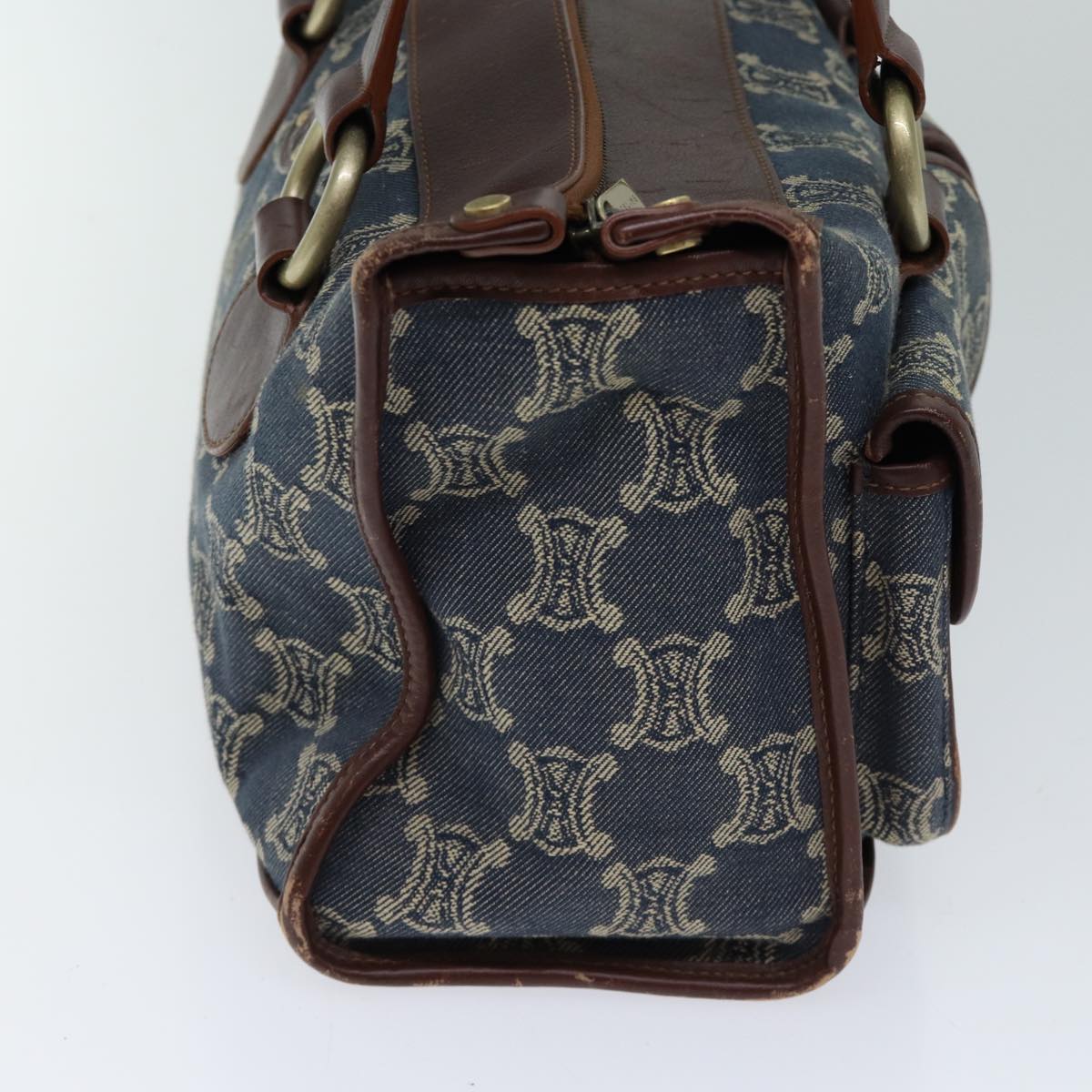 Luxury CELINE Macadam Canvas Hand Bag Blue 71539