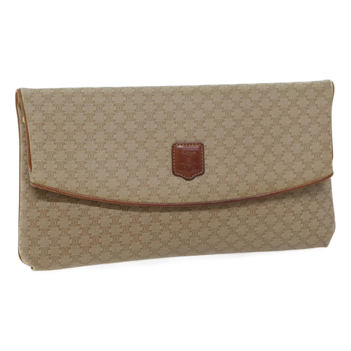 Luxury CELINE Macadam Canvas Clutch Bag Beige 71544
