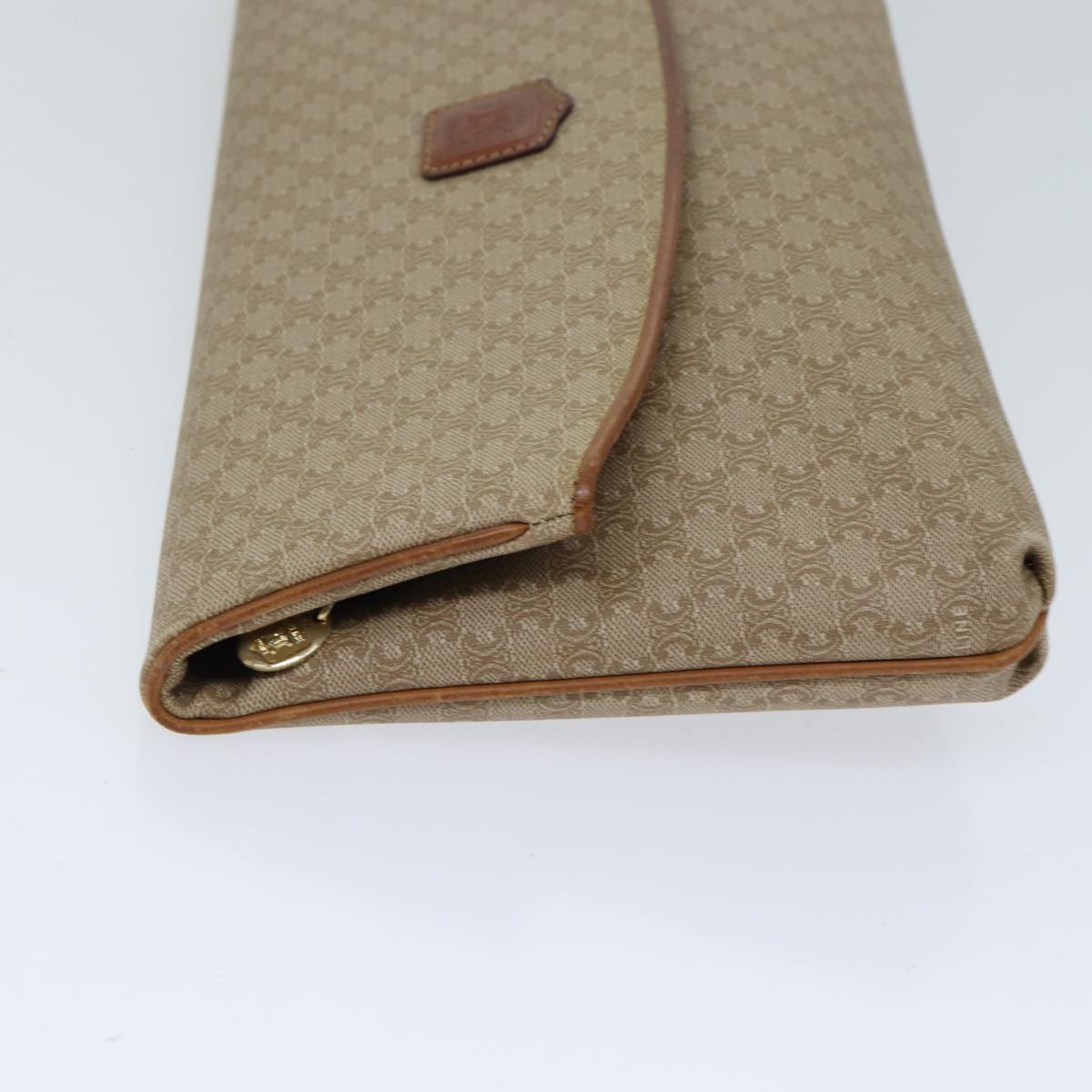 Luxury CELINE Macadam Canvas Clutch Bag Beige 71544