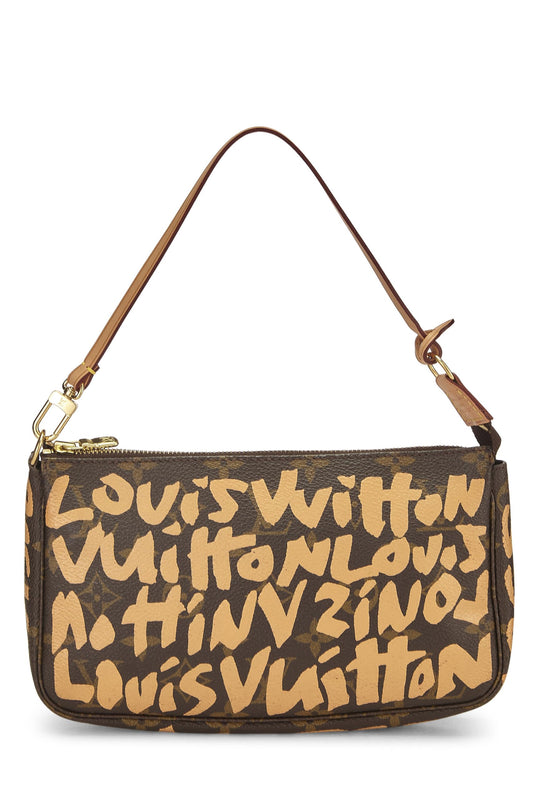 Louis Vuitton, Stephen Spro x Louis Vuitton Beige Monogram Graffiti Pochette, Beige