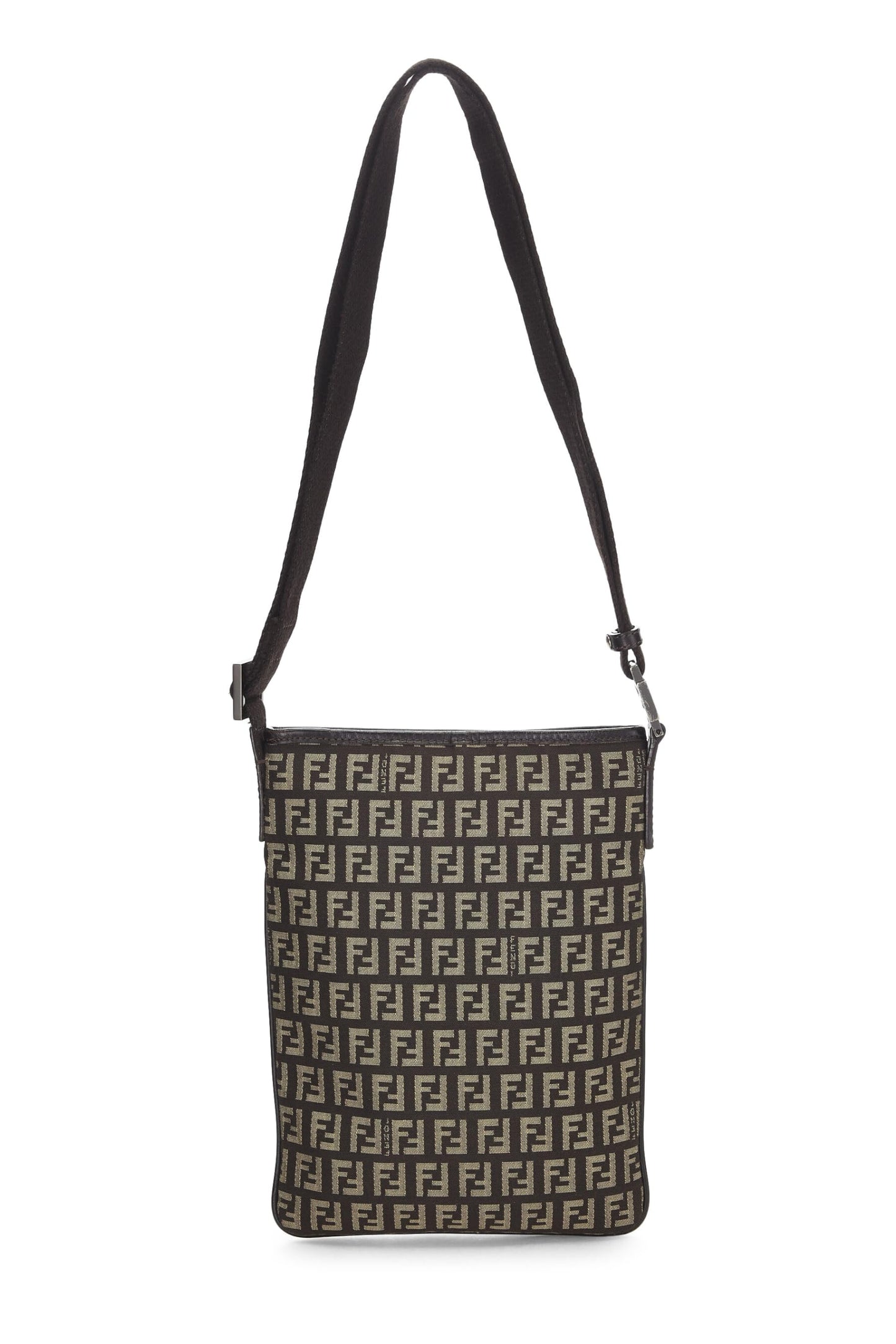 Fendi, Brown Zucchino Canvas Crossbody, Brown