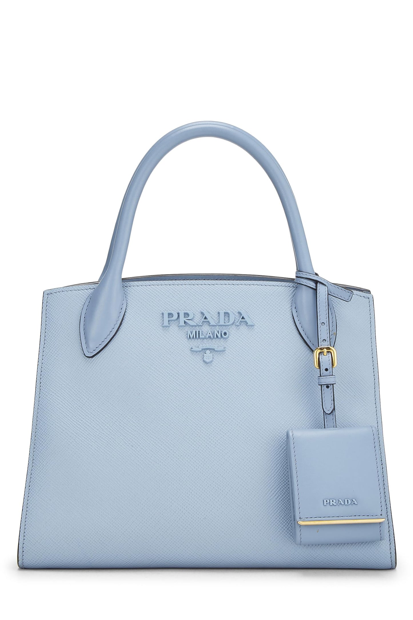 Prada, Blue Saffiano Leather Monochrome Bag Small, Blue