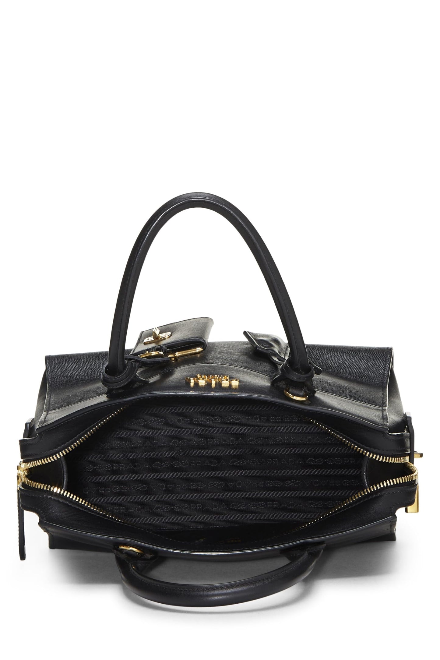 Prada, Black Saffiano Esplanade Small, Black Luxury Handbag