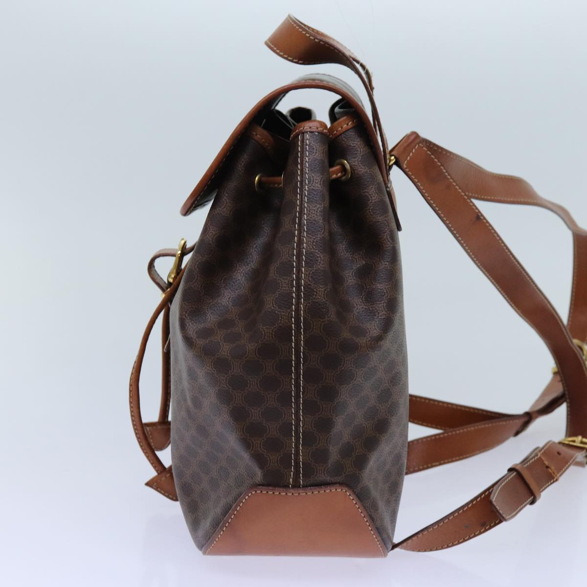 Luxury CELINE Macadam Canvas Backpack PVC Brown 71885