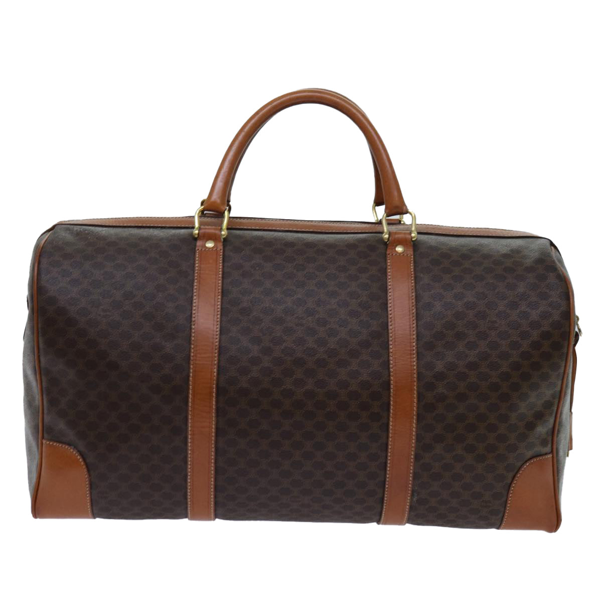 Luxury CELINE Macadam Canvas Boston Bag PVC Brown 71886