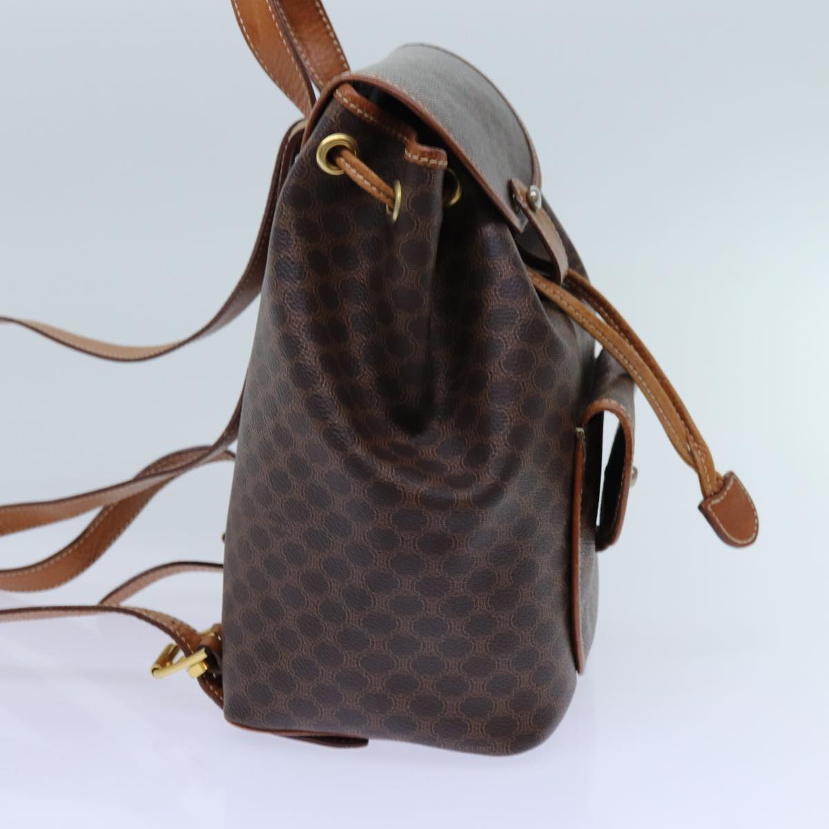 Luxury CELINE Macadam Canvas Backpack PVC Brown 71899