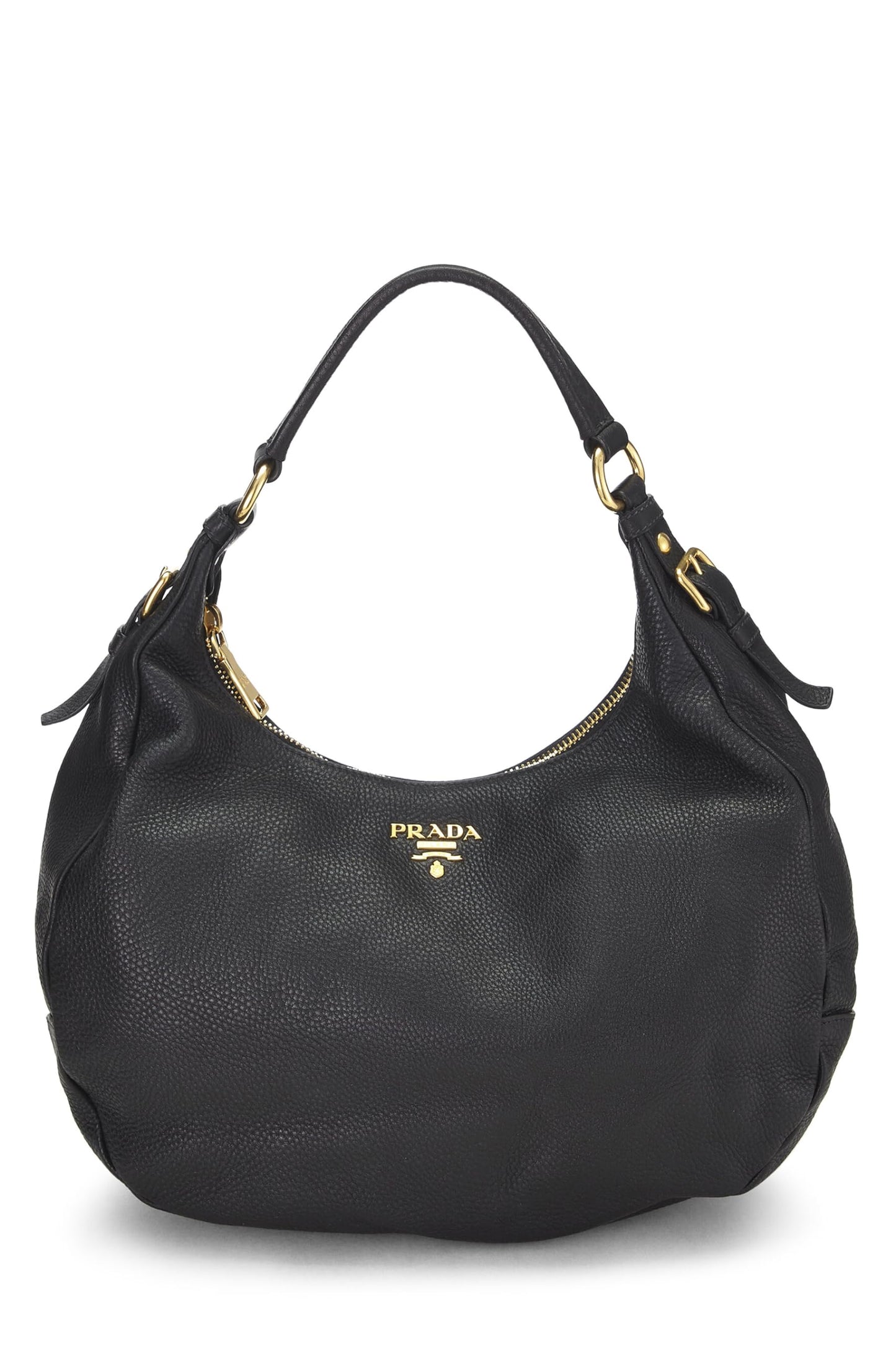 Prada, Black Vitello Daino Hobo, Black