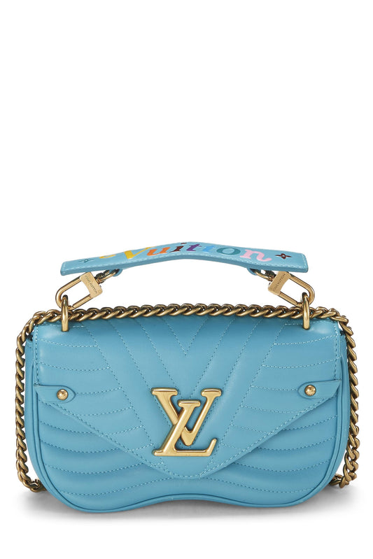Louis Vuitton, Blue Calfskin Patches New Wave Shoulder Bag, Blue