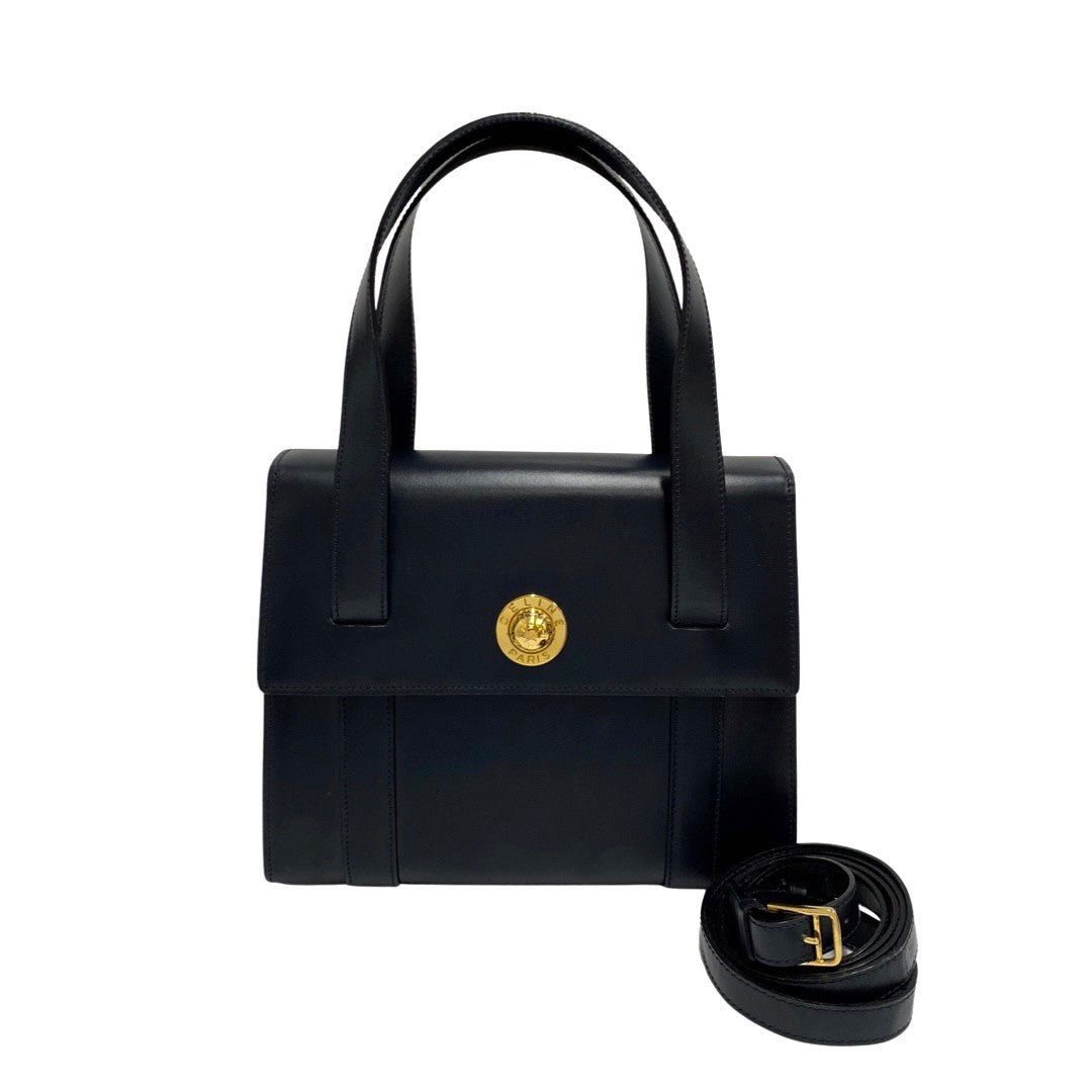 CELINE Shoulder Bag Calfskin, Leather Navy Star ball Women