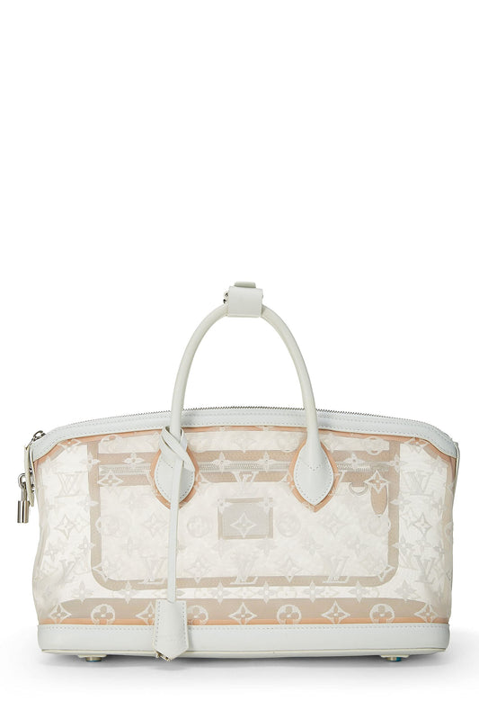 Louis Vuitton, White Monogram Mesh Transparence Lock It East-West, White