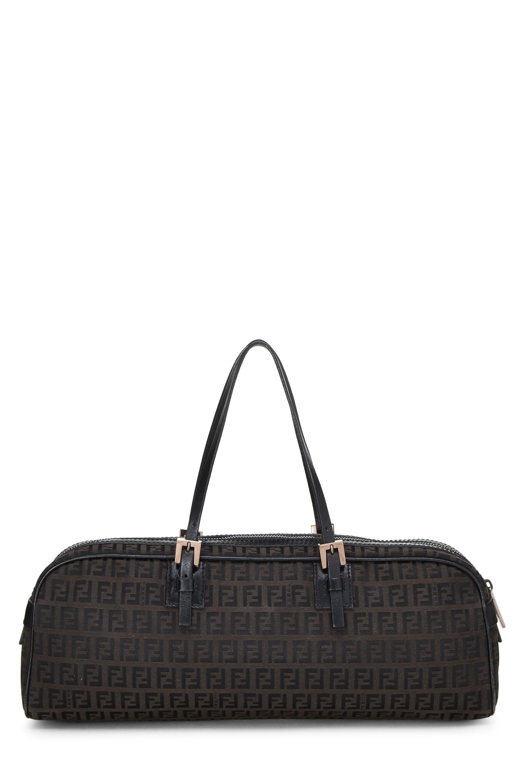 Fendi, Black Zucchino Boston Bag Long, Black
