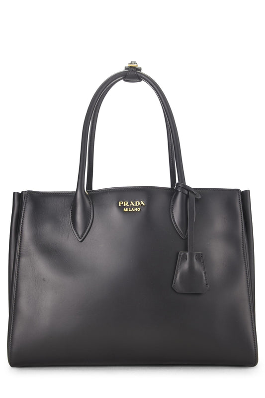 Prada, Black Calfskin Bibliotheque Medium, Black Luxury Handbag
