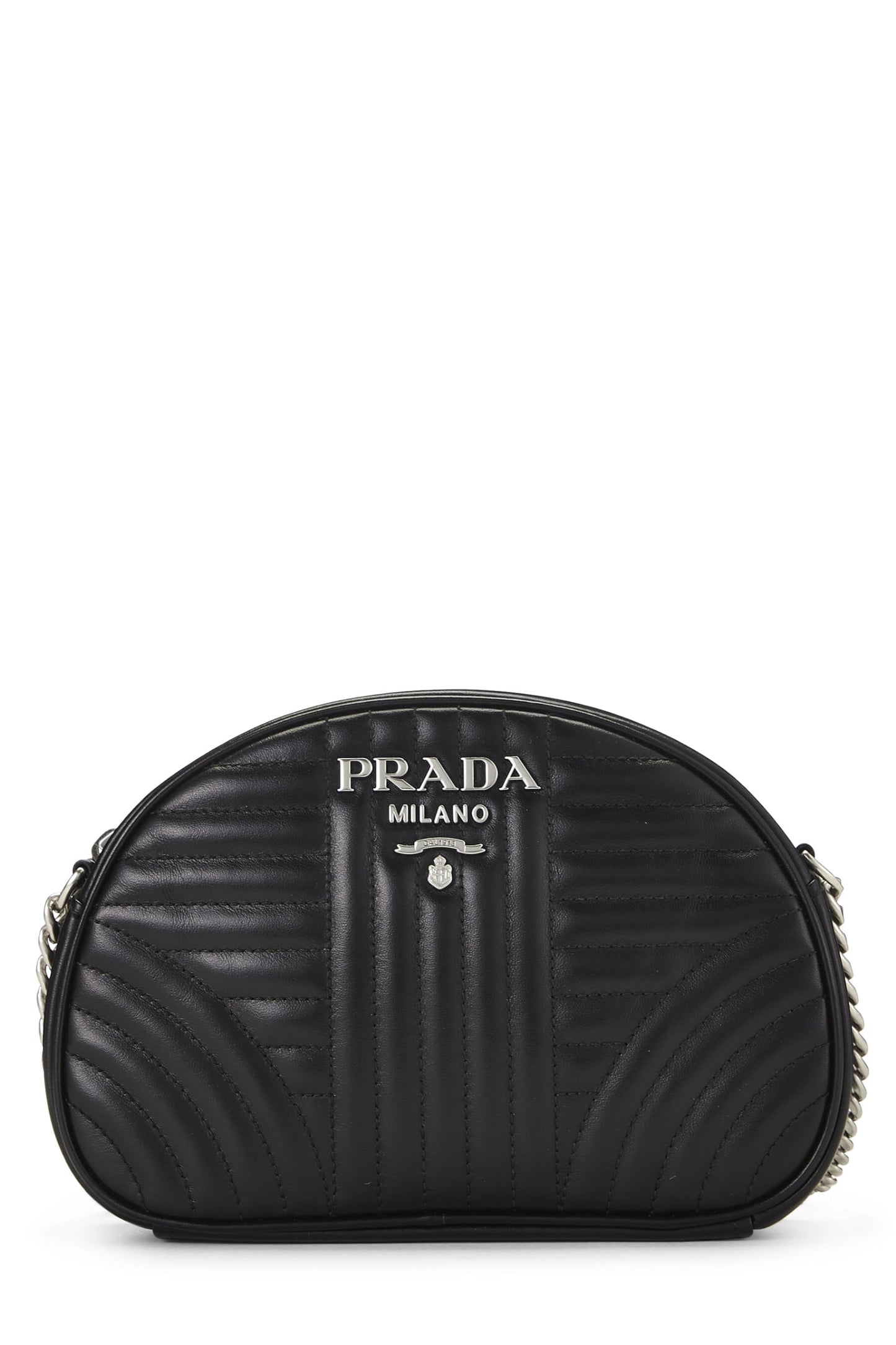 Prada, Black Calfskin Diagramme Crossbody, Black