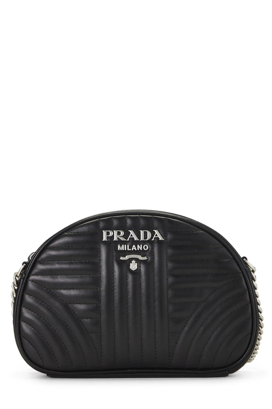 Prada, Black Calfskin Diagramme Crossbody, Black