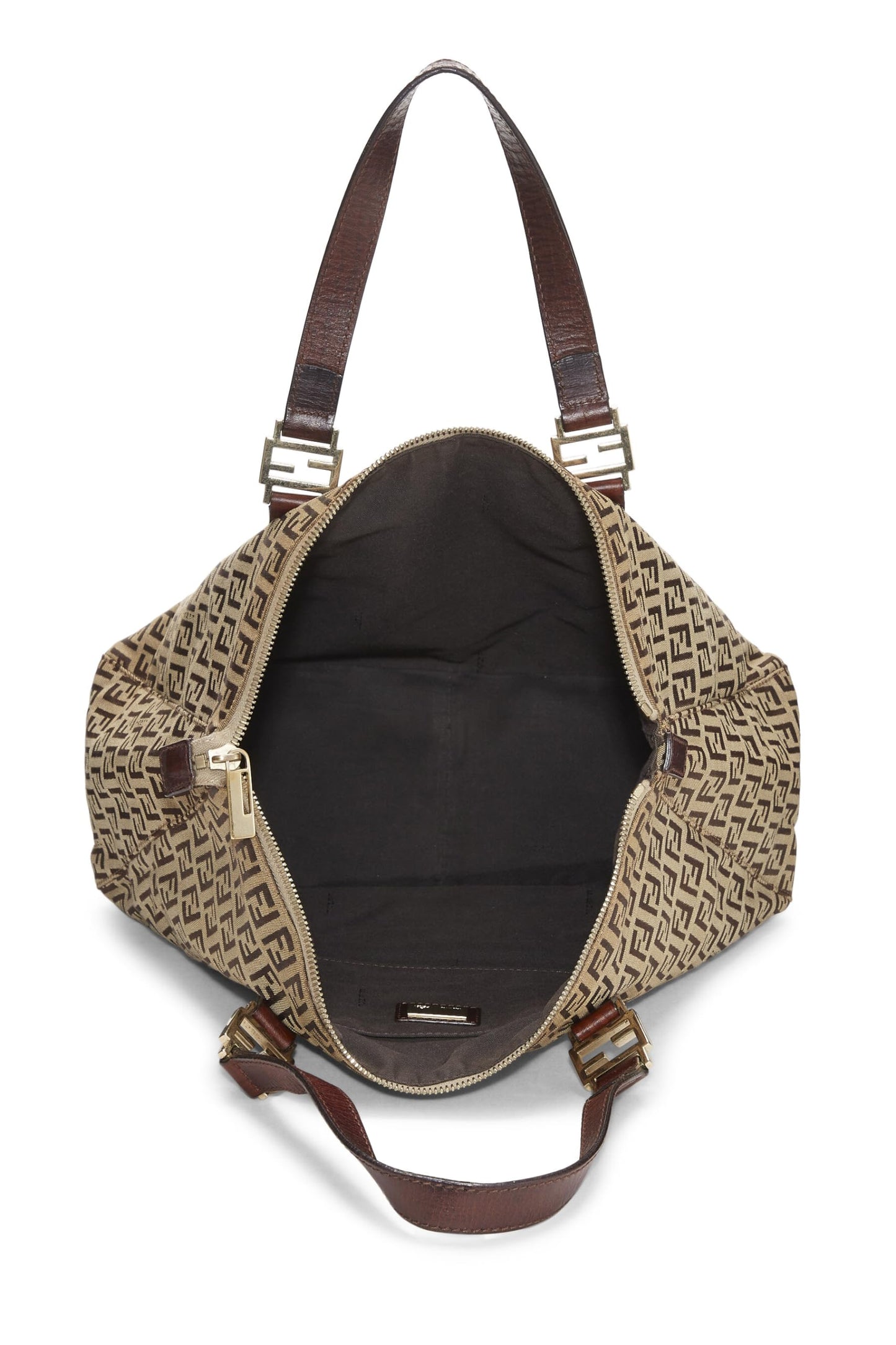 Fendi, Brown Zucchino Canvas Tote Small, Brown