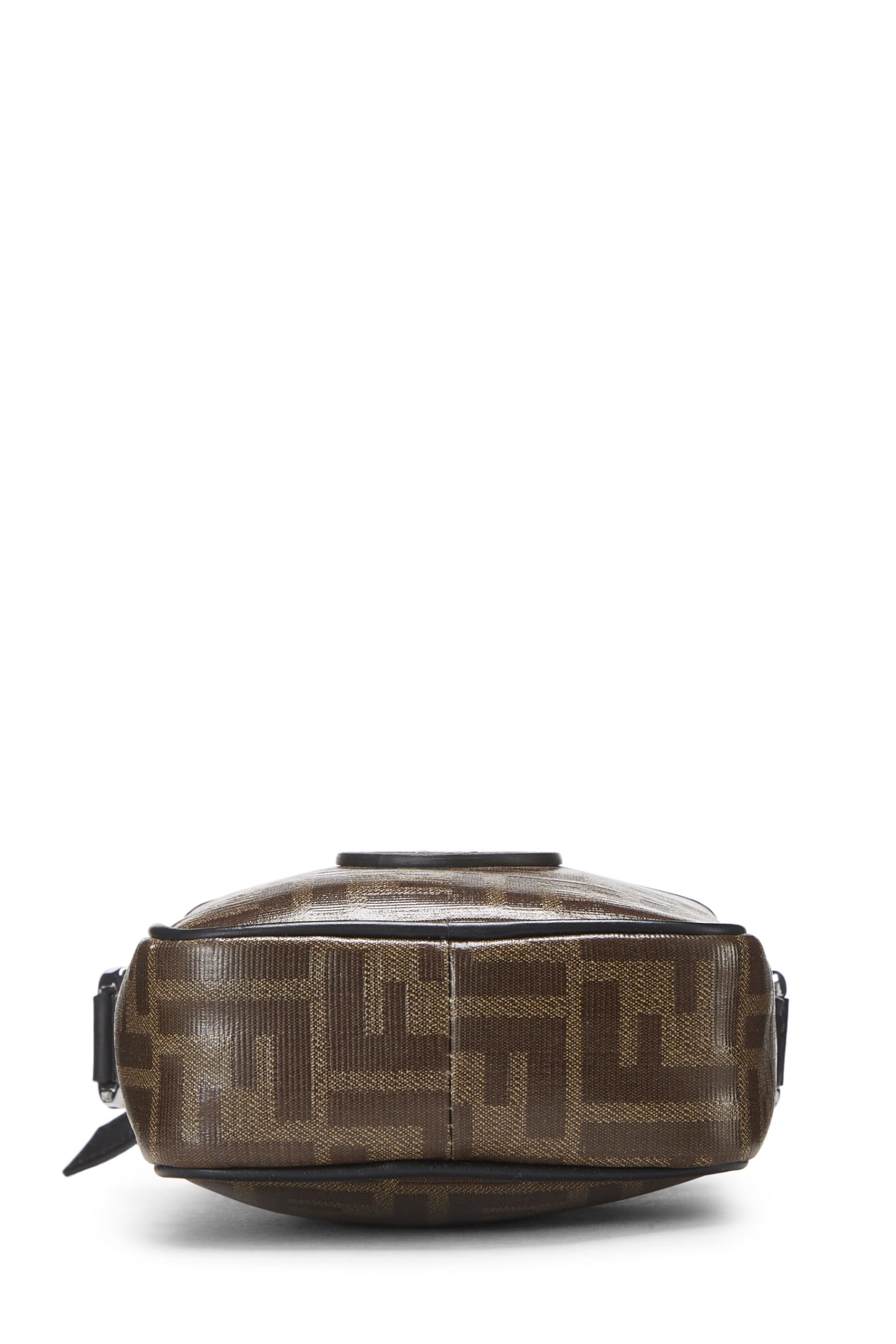 Fendi, Brown Leather & Zucca Canvas Crossbody, Black