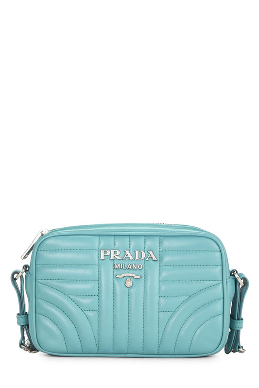 Prada, Turquoise Calfskin Diagramme Camera Bag Small, Blue