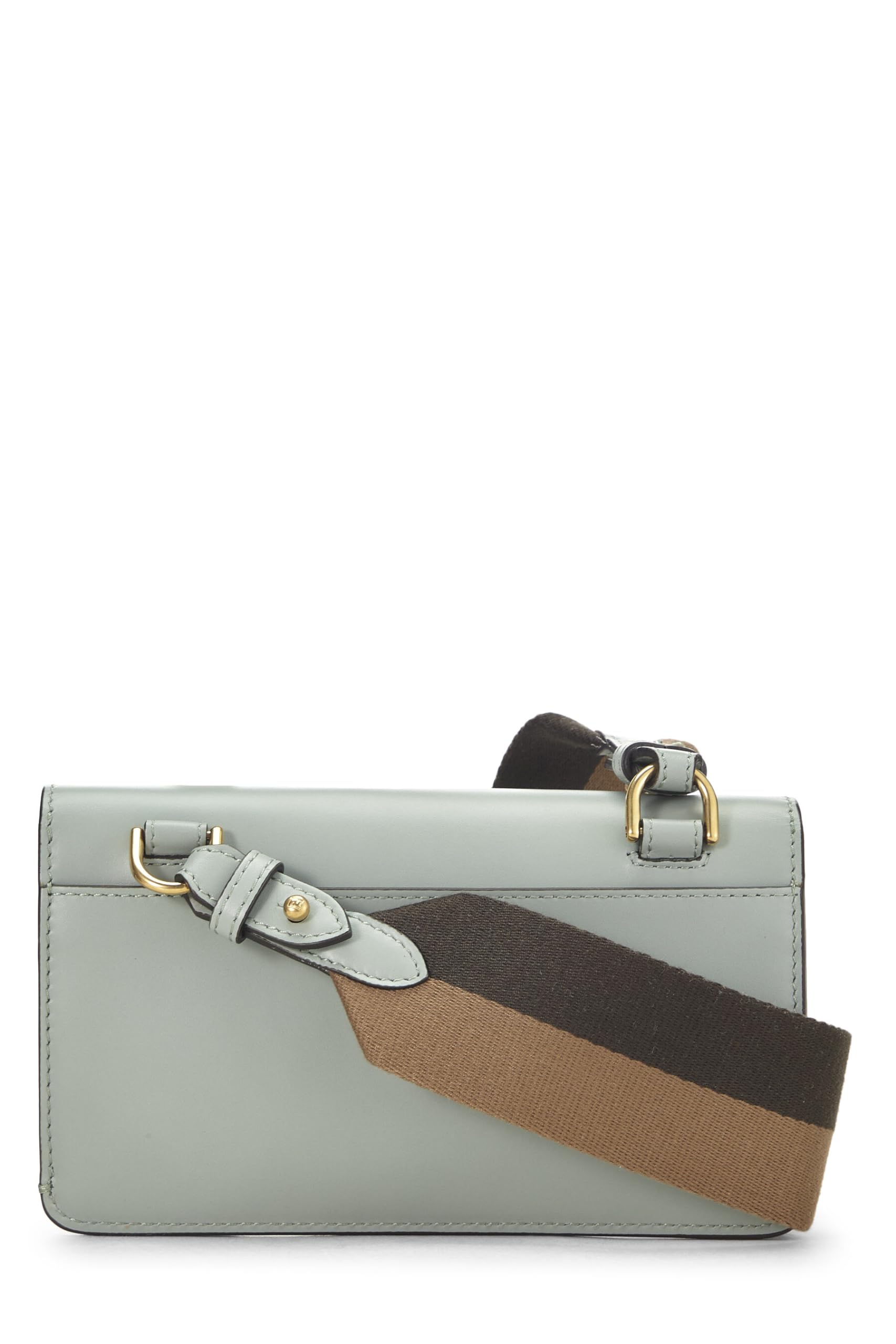 Fendi, Blue Leather Flat Baguette Bag Mini, Blue