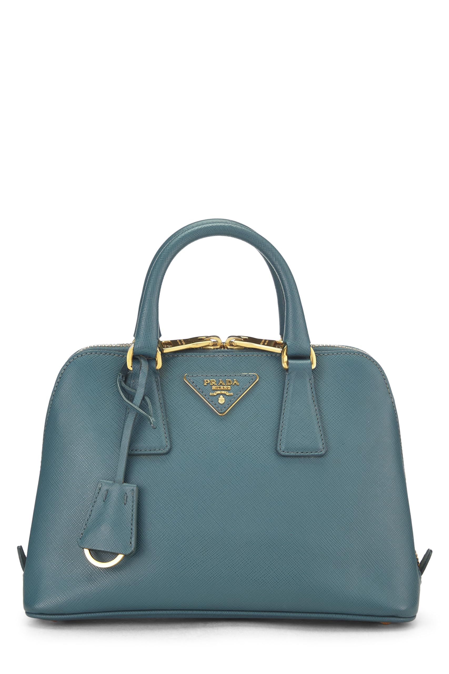Prada, Blue Saffiano Leather Promenade Mini, Blue Luxury Handbag
