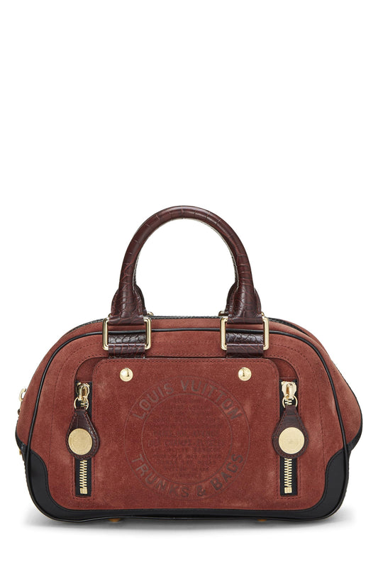 Louis Vuitton, Burgundy Suede Stampbag PM, Burgundy