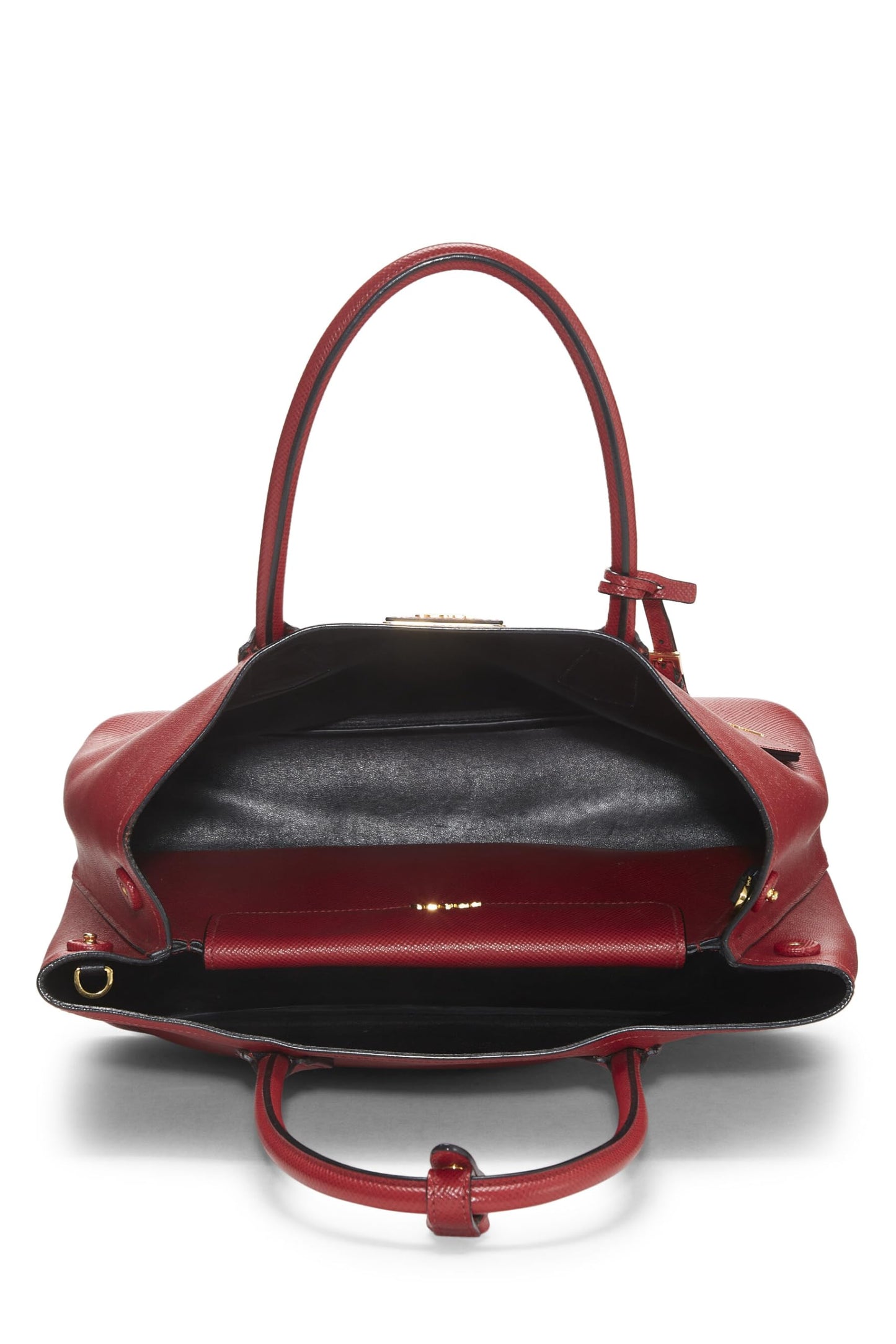 Prada, Red Saffiano Leather Cuir Double Tote Medium, Red