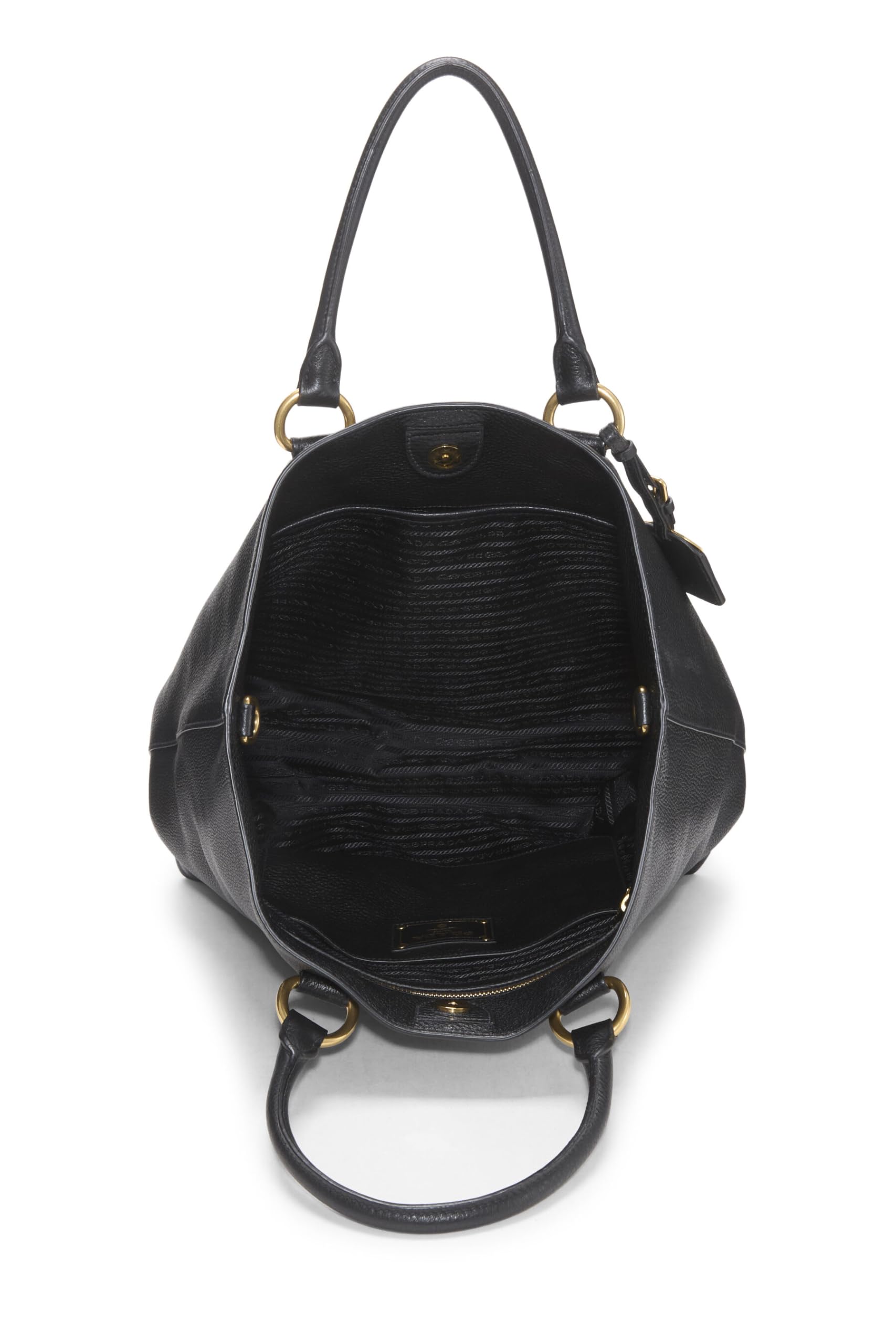 Prada, Black Vitello Daino Phenix Convertible Shopping Tote, Black