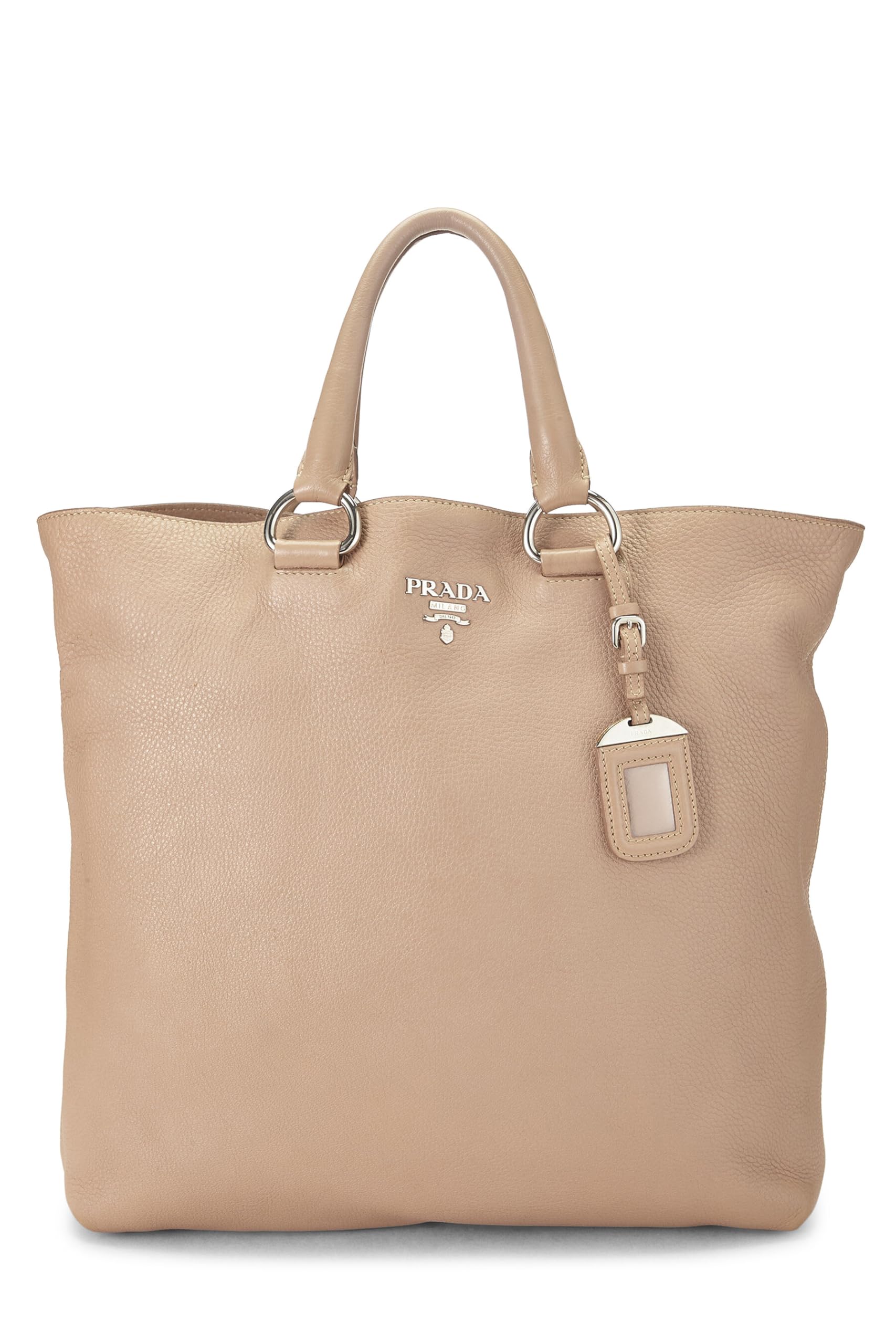 Prada, Beige Vitello Daino Convertible Top Handle Tote, Beige