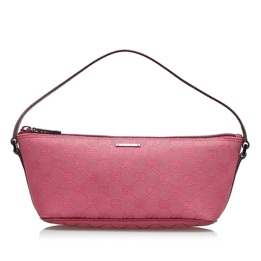 Gucci Baguette Leather Canvas Shoulder Bag