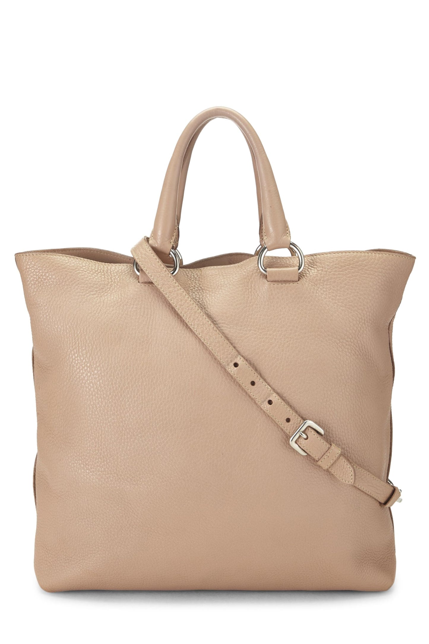 Prada, Beige Vitello Daino Convertible Top Handle Tote, Beige