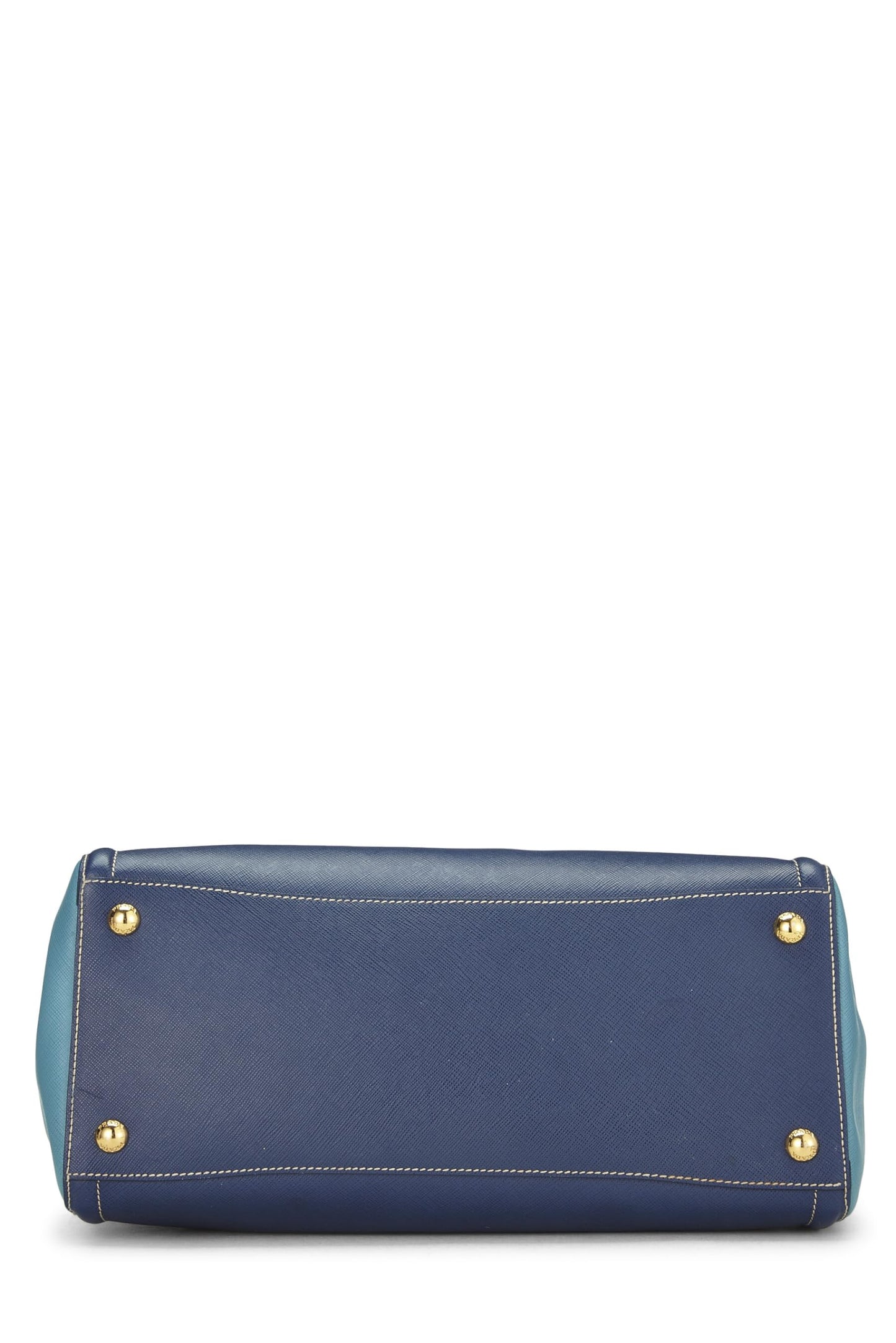 Prada, Blue Bi-Color Saffiano Tote, Blue