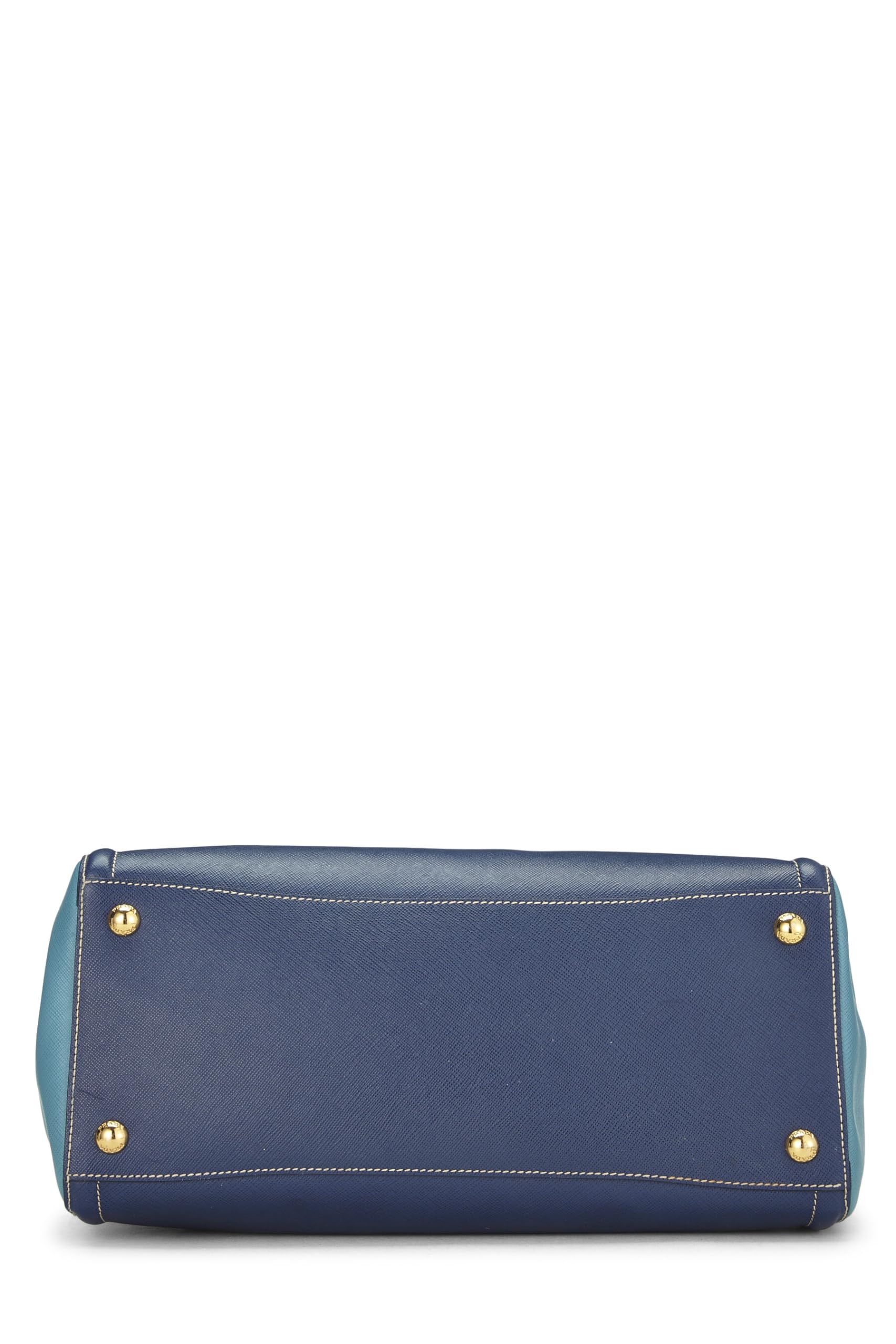 Prada, Blue Bi-Color Saffiano Tote, Blue