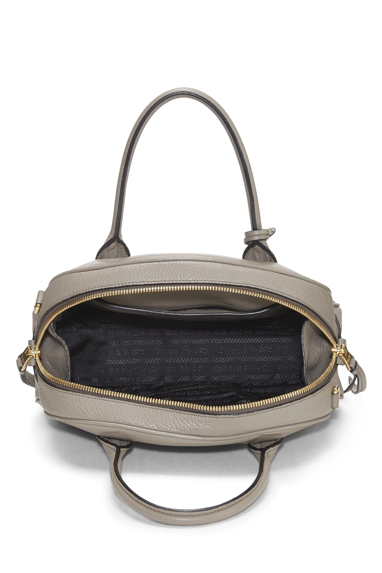 Prada, Grey Vitello Daino Convertible Bowler Small, Grey Luxury Handbag