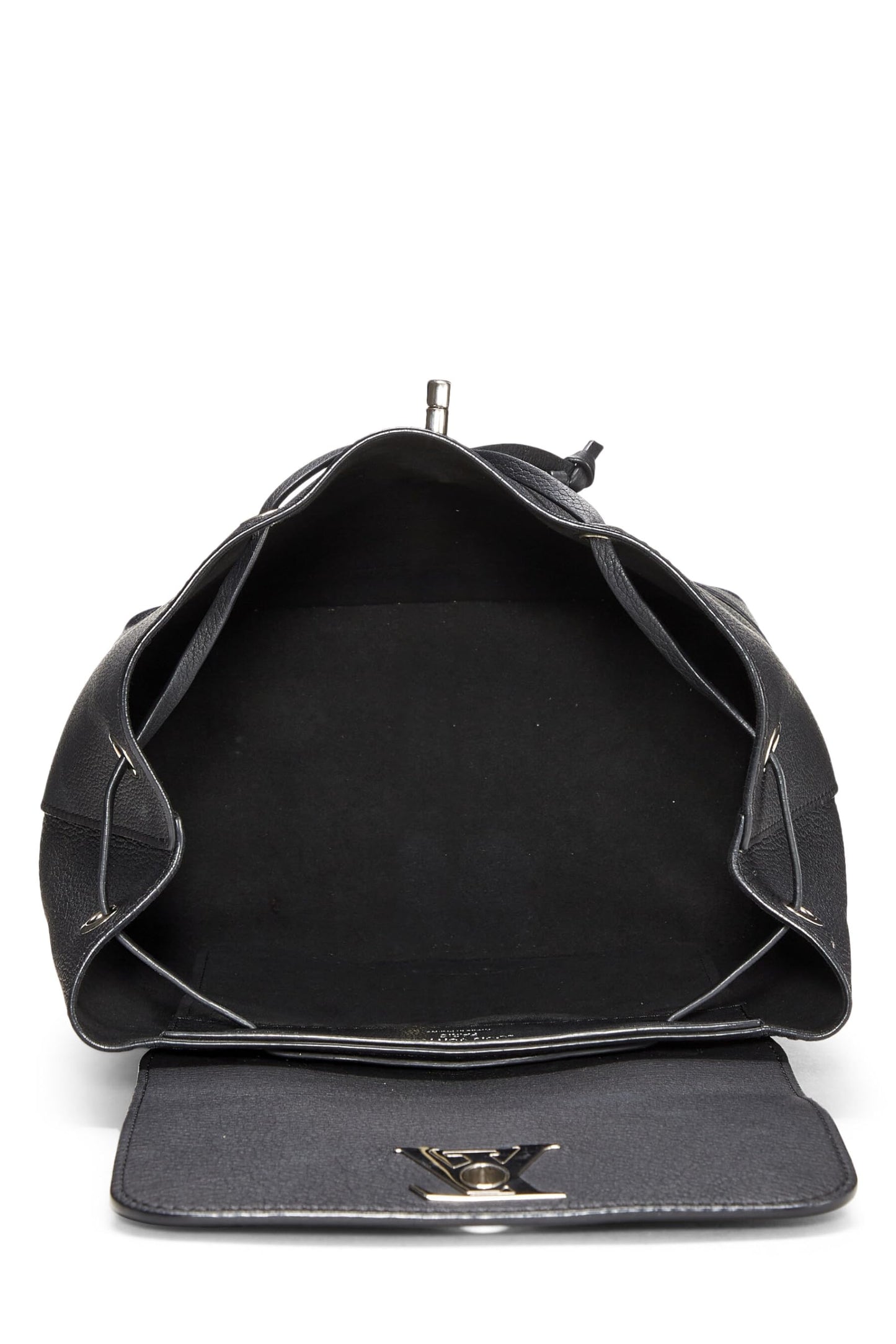 Louis Vuitton, Black Leather Lock Me Backpack, Black