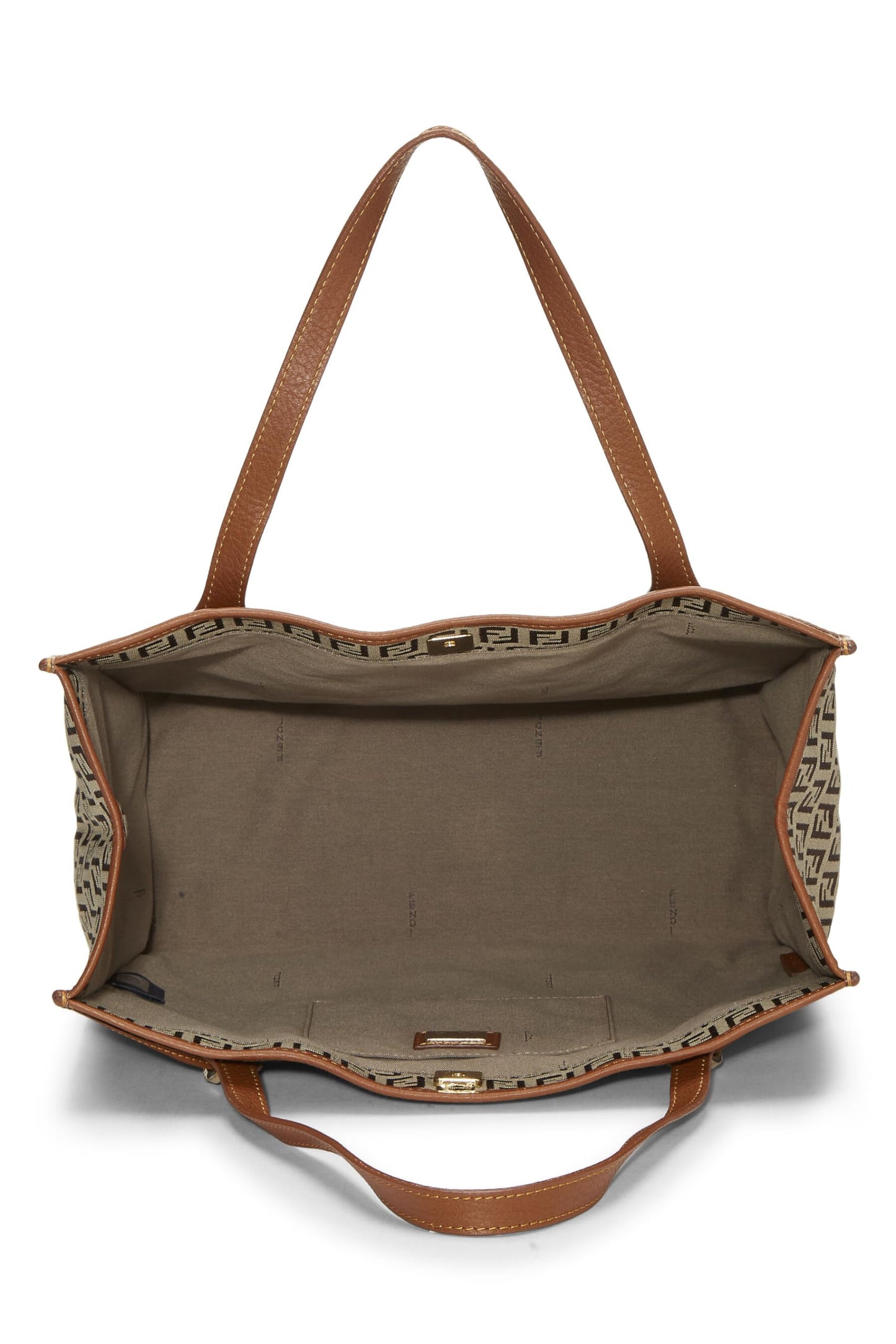 Fendi, Brown Zucchino Canvas Tote Medium, Brown