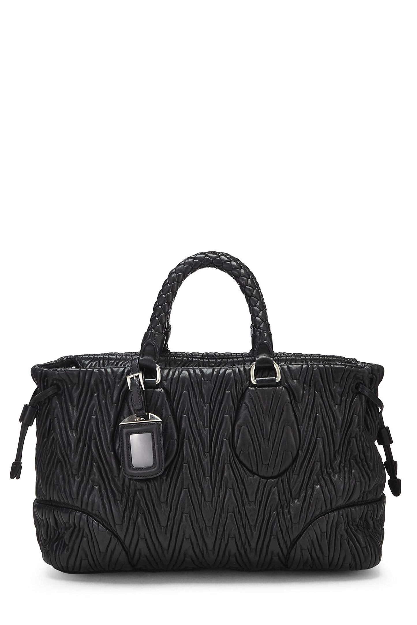 Prada, Black Nappa Chevron Antik Handbag, Black