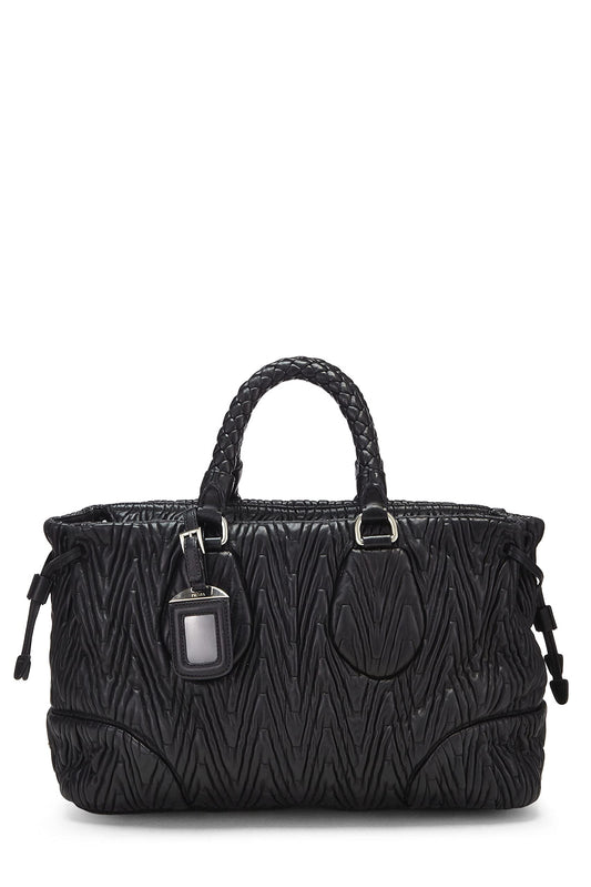 Prada, Black Nappa Chevron Antik Handbag, Black