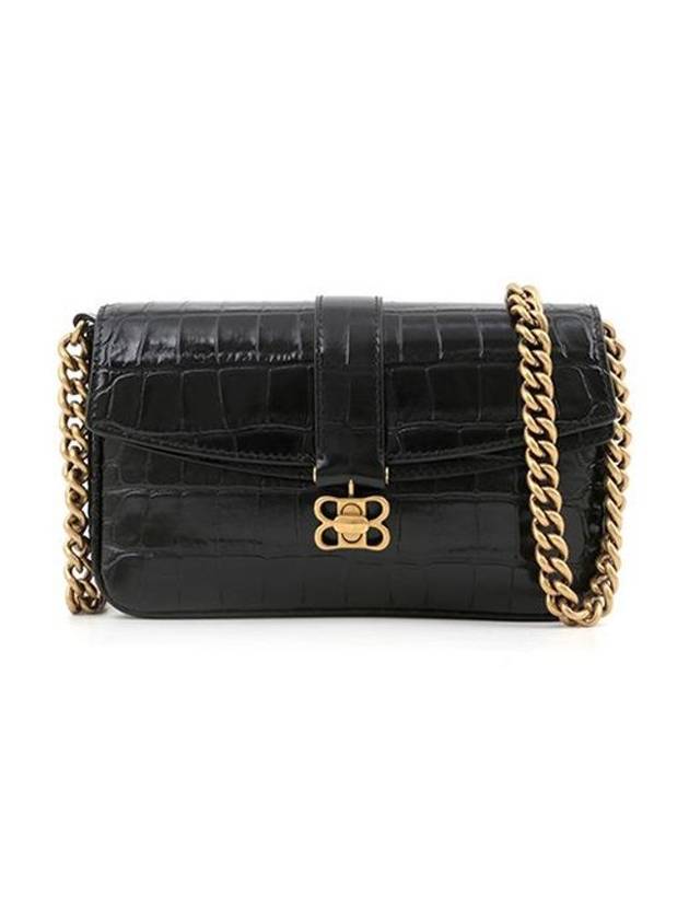 Luxury Balenciaga Trending 2026 BB Logo Buckle Flap XS Shoulder Bag Black